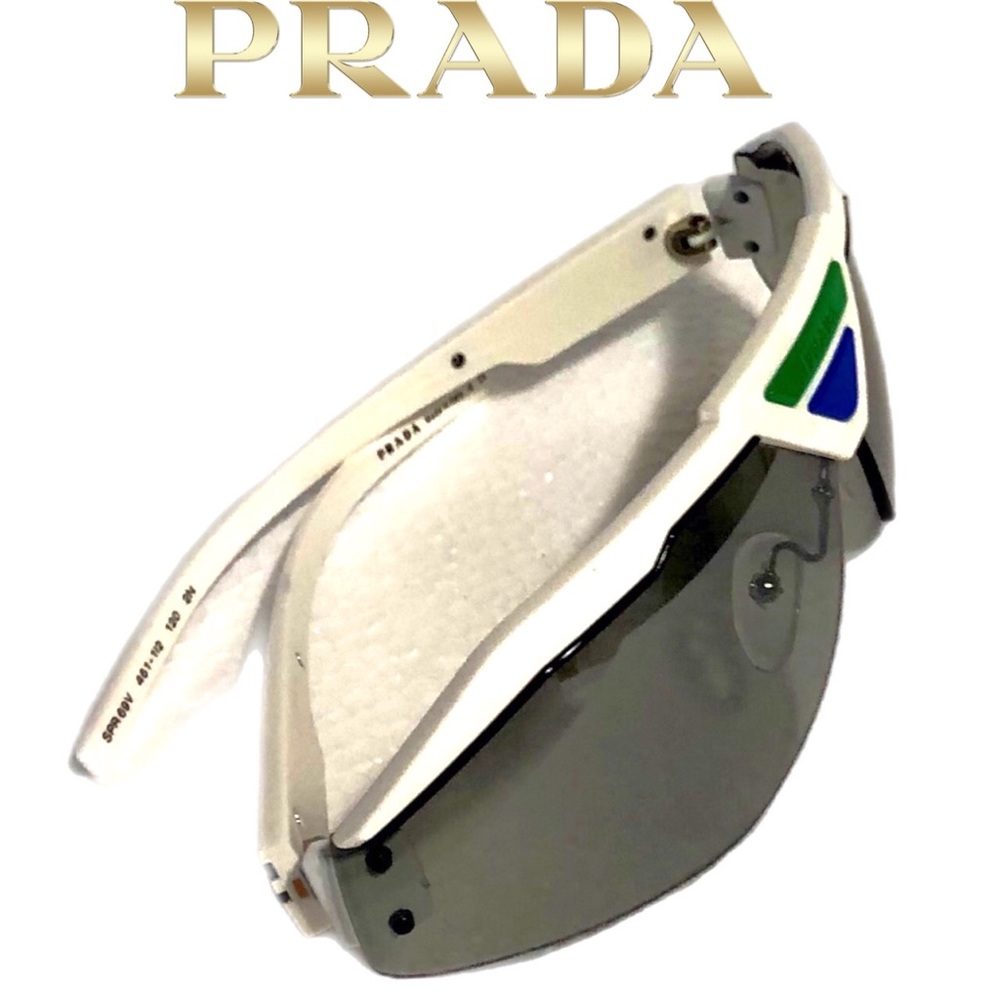 🆕 Prada white, blue & green Shield Sunglasses - Picture 7 of 16